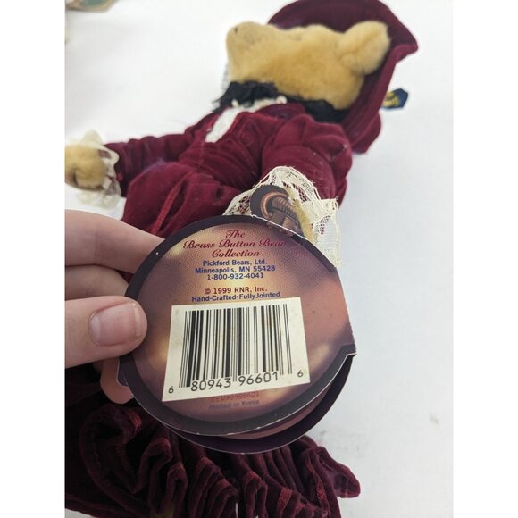 Vintage Brass Button Bears 20th Century Collection Gabrielle 1910's Stuffed Anim - Picture 5 of 5